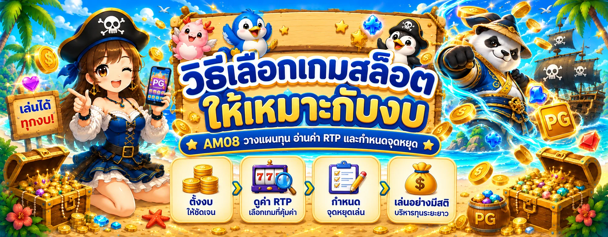 AM08 | วิธีเลือกเกมสล็อตให้เหมาะกับงบและค่า RTP